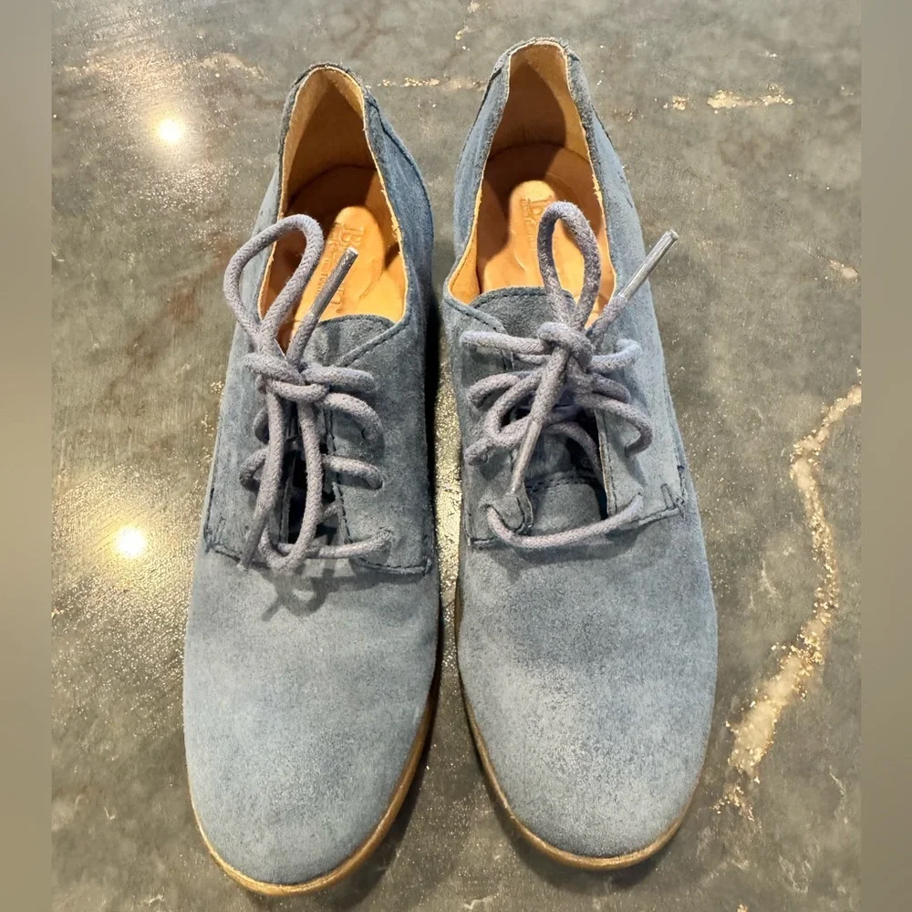 Born Blue Suede Oxford Shoes Women's 7 Leather Preppy‎ Dark Academia